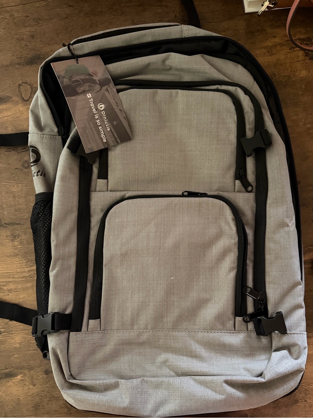 Light Gray Men's Travel Backpack with Multiple Pockets